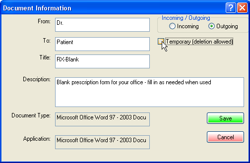 document parameters